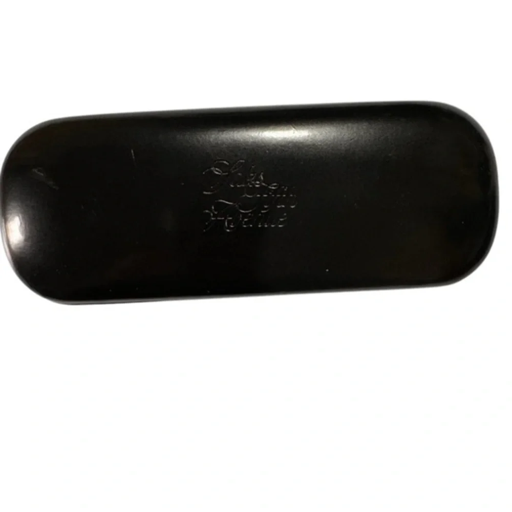 SAKS FIFTH🔥AVENUE Designer Black Leather Hard Clam Shell Eyeglass Sunglass Case